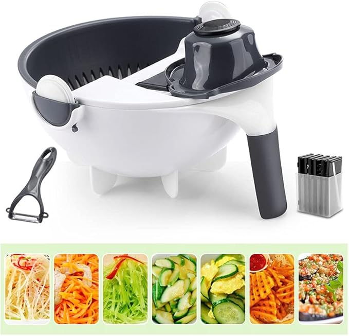 9 in 1 Multifunctional Vegetable Cutter With Drain Basket