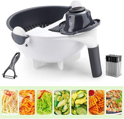 9 in 1 Multifunctional Vegetable Cutter With Drain Basket