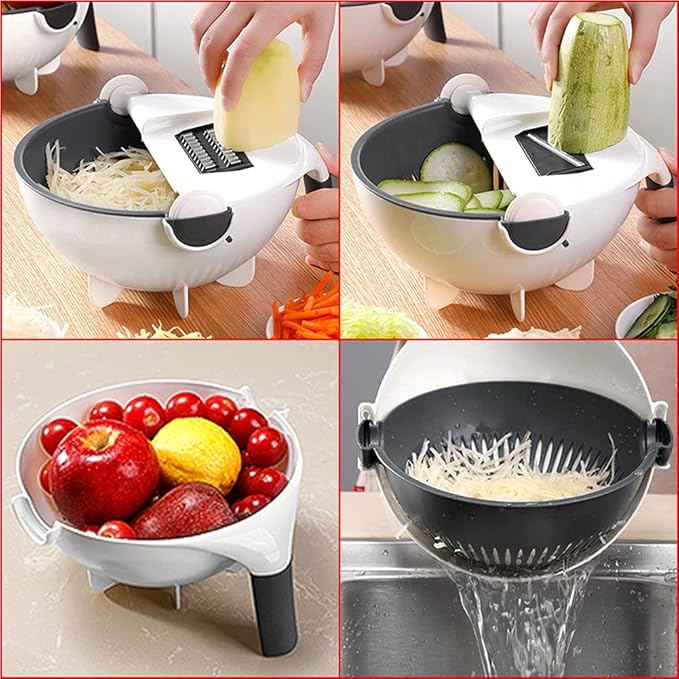 9 in 1 Multifunctional Vegetable Cutter With Drain Basket